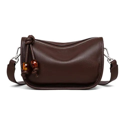 VINEY Коровья кожа Сумка через плечо Стандартная Женская Кофейная