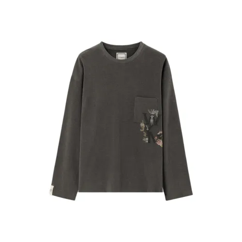 WOOYOUNGMI FW25 Серый Minhwa Логотип Длинный рукав Рубашка Рубашка Мужская