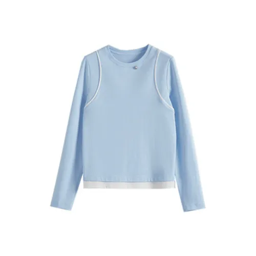 SLLSKY Светло-аква-синие женские футболки T