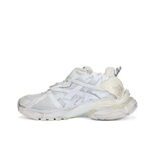 Balenciaga Runner Low Топ Повседневные Спортивные Кроссовки Мужские Белые Потертые