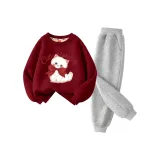 [Thickened и с флисовой подкладкой] Элегантный бордовый + однотонный серый