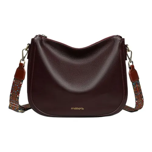 MILLIE'S Коровья кожа с синтетической кожей сумка через плечо стандартная женская кофейного черного цвета
