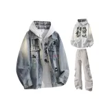 Синий+Белый Фотиния Серый Свитшот+Светло-Серые Штаны