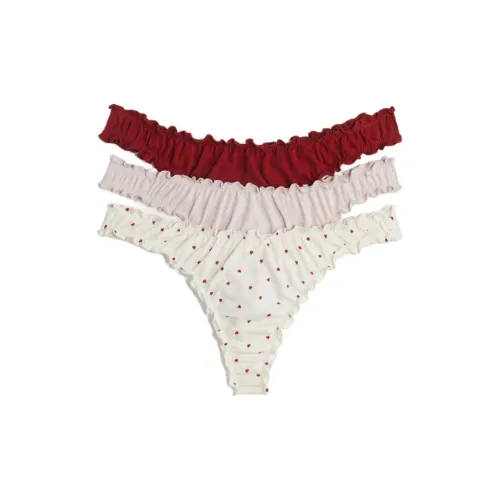 H M 3 пачки кремовый + розовый + красный женский стринг