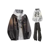 Темно-серый + белый свитшот + черные штаны