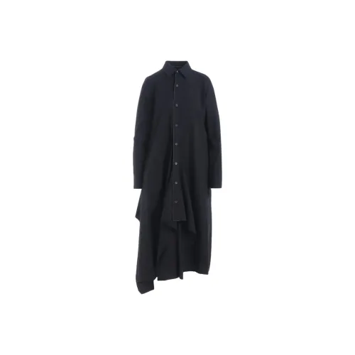 Yohji Yamamoto Femme FW25 Cotton Broad Драпированный Рубашка-Платье Длинный Рукав Женское