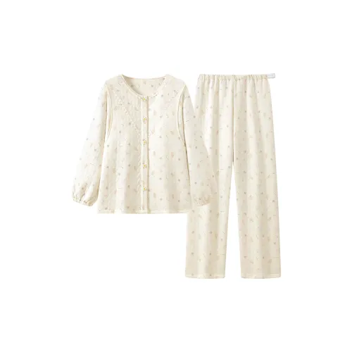 Gongdie Бежевый Абрикос Женские Пижамные Комплекты
