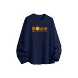 [100% Чесаный хлопок] Темно-синий Синий (Mb Упрощенный Улыбка Центральный логотип)