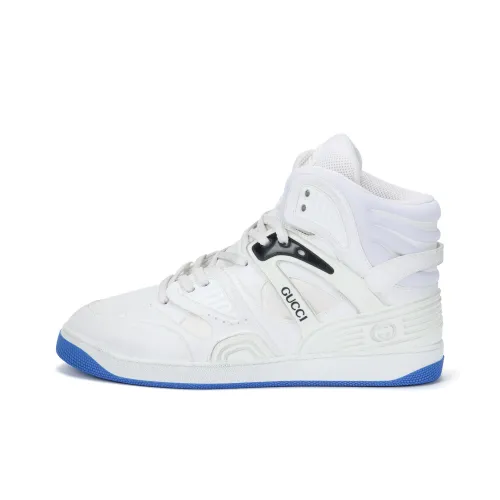 GUCCI Basket High Топ Винтажные баскетбольные кроссовки Мужской Синий Белый Потертый