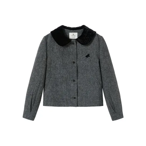 XIANGYING Средне-серый Женский Короткий Пальто