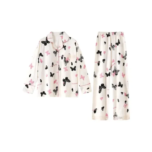 QIAOYUN Бабочка Женские Пижамные Комплекты