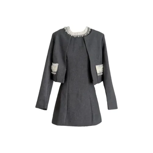 POPO.INFO Серый Женский Комплект с Юбкой