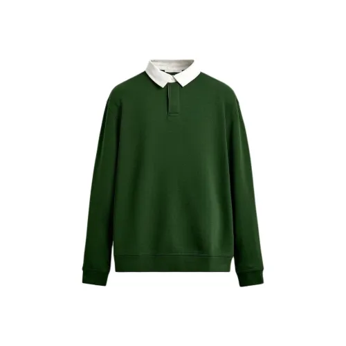 ZARA Мужская поло темно-зеленого цвета