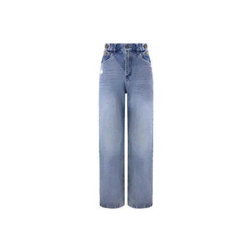 Leather Cat Синий Унисекс Джинсы