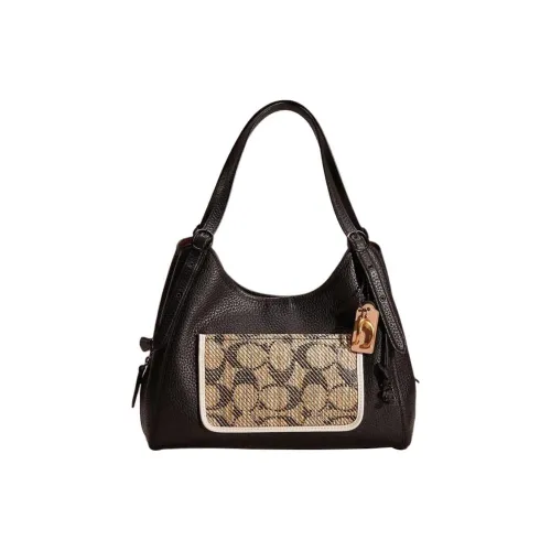 COACH Lori Мягкая кожа сумка через плечо большая женская черная