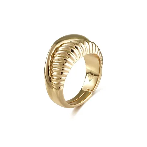 Retro Chic Кольцо с текстурированным узором в форме маленькой капли воды покрытие из латуни с 18К золотом унисекс