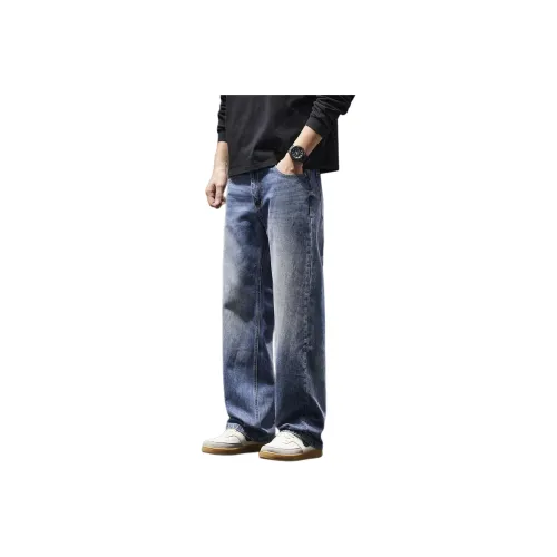 CHAORENBANG Выстиранные синие унисекс джинсы