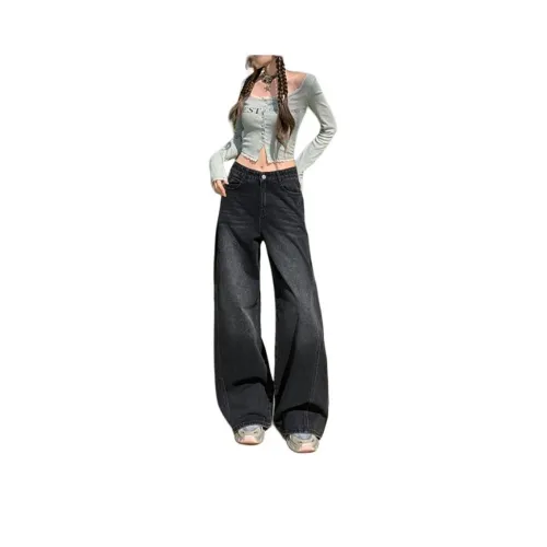 CARQ Черный~Серый~Брюки Женские Джинсы