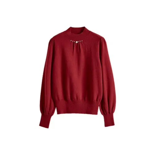 SLLSKY Винтажный красный женский свитер