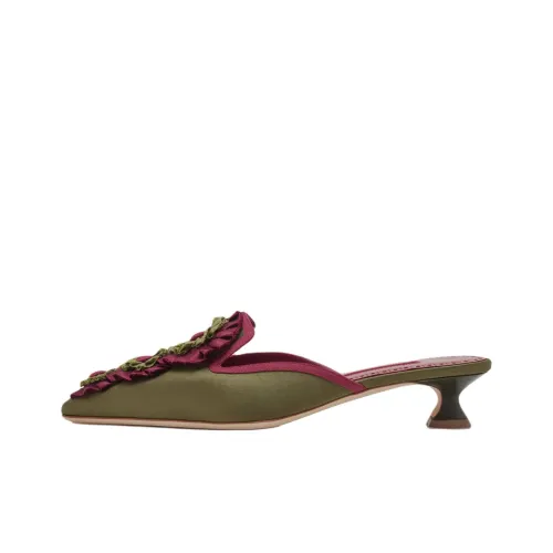 MANOLO BLAHNIK Домашние тапочки 3 см Женские Зеленый