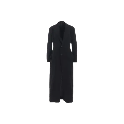 Yohji Yamamoto Femme FW25 TA PE Китайский креп Спина Кружево Вверх Длинное пальто Женское