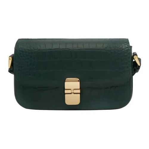 A.P.C Grace Кожа Багет Сумка Сумка через плечо Сумка на плечо Женская Темно-зеленая