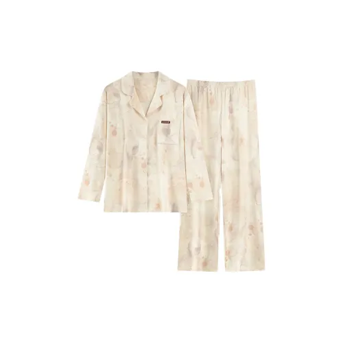 LUYOUYE Цвет 1 Свет Хлопок [95% хлопок 5% эластан 7A Grade Антибактериальный] Женские Пижамные комплекты