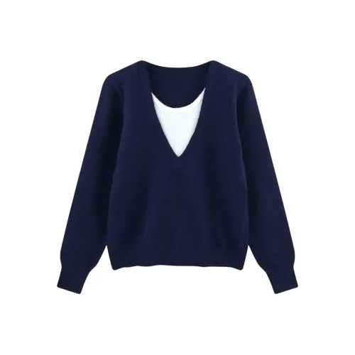 Wang Leshi Темно-синий женский трикотаж