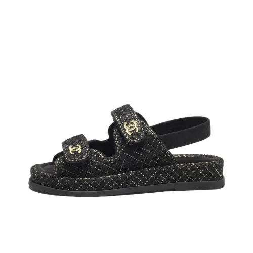 CHANEL 25K One Ремень Сандалии Женские Черный