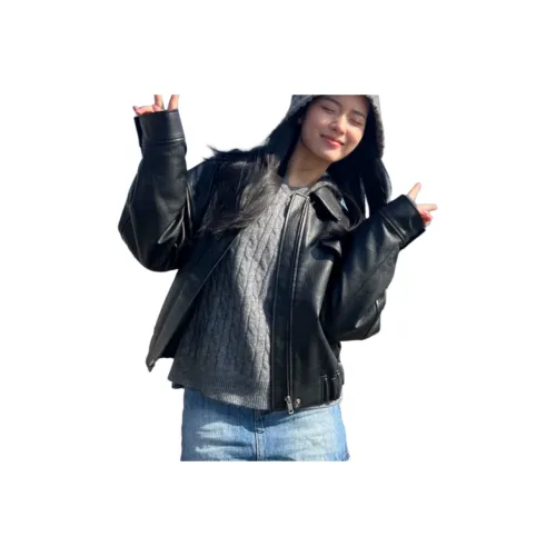 AHRTB Черная кожа куртка [Высокое качество с подкладкой] Женские куртки