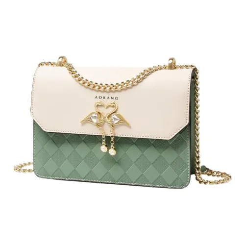 AOKANG Сумка через плечо из коровьей кожи маленькая квадратная сумка сумка на плечо маленькая женская экрю и зеленый экрю бежевый белый и синий