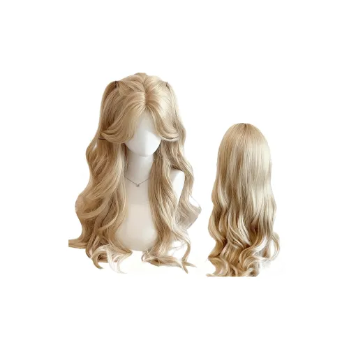Northward Incline Белый золотой CENTER Разделенный Боковая сторона Подкрученный Длинный Локоны Женская Перука Высокая Температура Пряжа