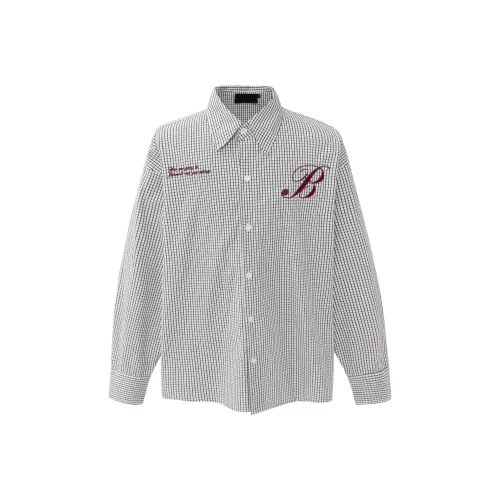 51XXHA Черный Белый Клетка Унисекс Рубашки