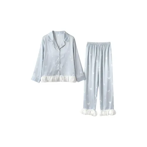 Daiyindie Весна And Осенний Пижама Ледяной шелк Длинный рукав Женские
