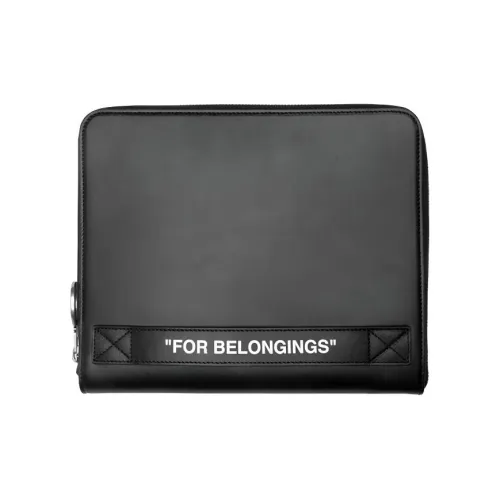 Off Белый Натуральная кожа Кошелек Мужской Черный