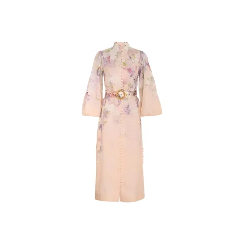 Zimmermann Многоцветные Женские Длинные Платья с Длинными Рукавами