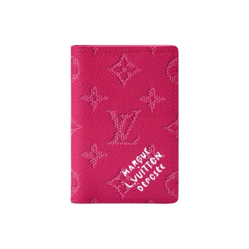 LOUIS VUITTON Pocket Organizer Монограмма Heritage Покрытый холст Кошелек Женские Розовый