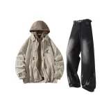 Хаки топ + черные штаны