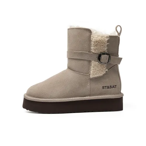 ST SAT Платформа Vintage Casual Термический Увеличение Высоты Устойчивый к Износу Короткие Снежные Ботинки Женские