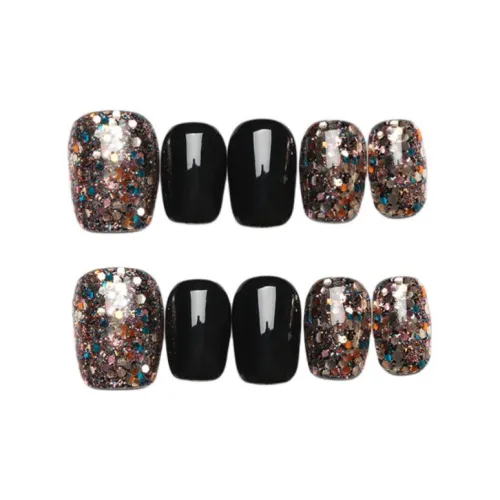 QUEENYARD HEY～Девушка UNIQUE Премиум Feel Кожа Flattering 2025 Ins Стиль Весна Накладные ногти Короткий Квадрат Черный