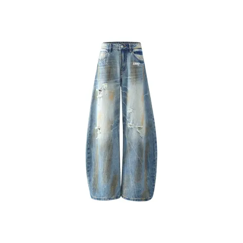 SRKJ Tie Dye Синий деним Унисекс Джинсы