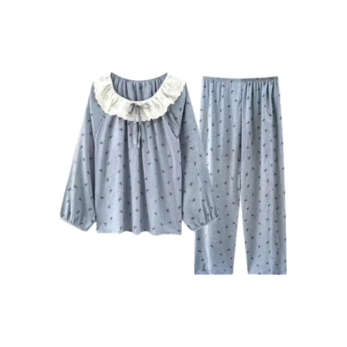 WANANNI Пыльно-синий женский пижамный комплект