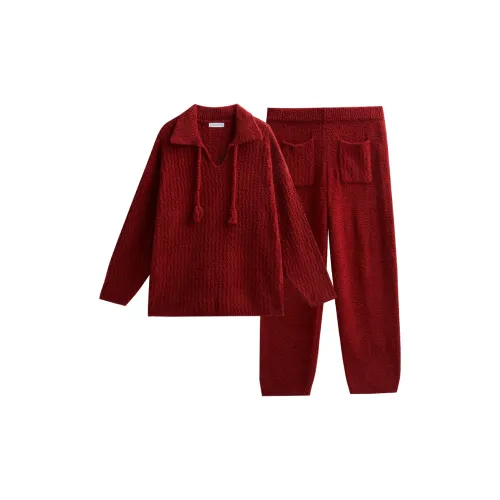 Same Language Пижамный комплект женский вишнево-красный