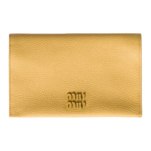 MIU MIU Телячья кожа Клатч Женские Golden Tower Желтый Оливково-зеленый