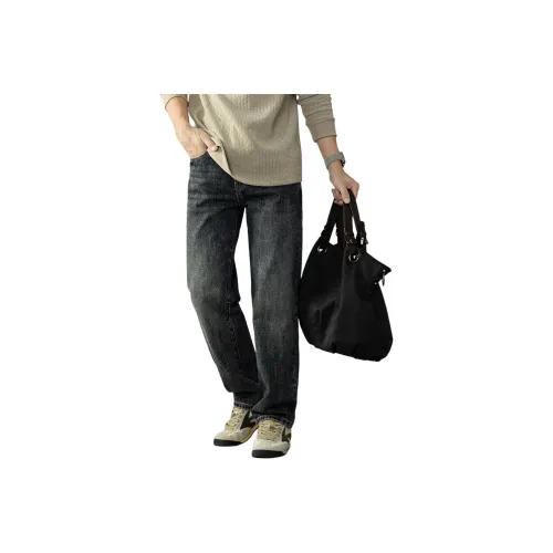 PERDONTOO Синий Черный Мужские Джинсы