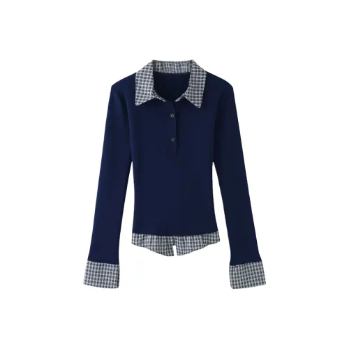 WANGLAISHI Темно-синие женские футболки T