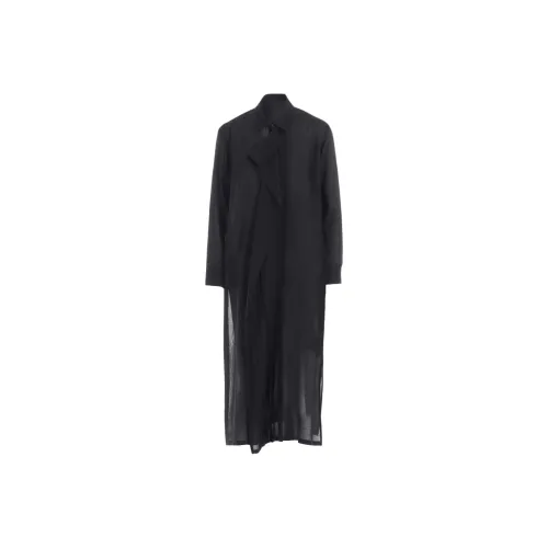 Yohji Yamamoto Femme FW25 Целлюлоза LAWN Pintuck Платье-рубашка Длинный рукав Платье Женское