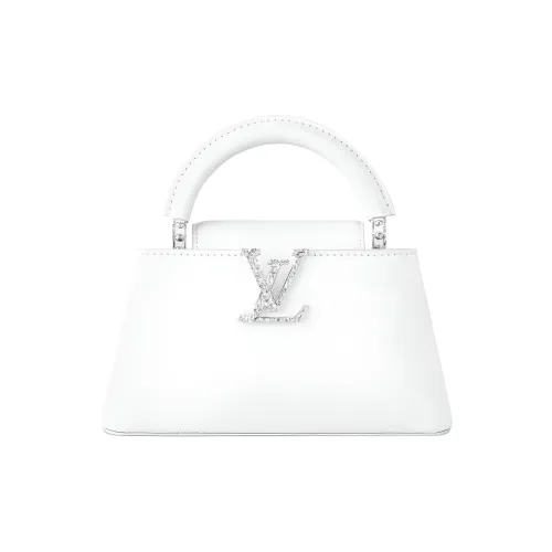 LOUIS VUITTON Capucines Grained Телячья кожа Одно плечо Сумка Мини Женская Оптический белый