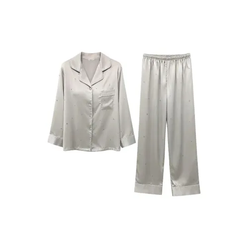 Daiyindie Весна And Осенний Пижама Ледяной шелк Длинный рукав Женские