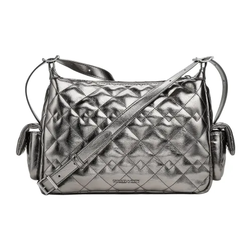 CHARLES KEITH ПУ (полиуретан) Сумка через плечо Сумка на плечо Средняя Женская Черный Молочно-белый Олово-серый